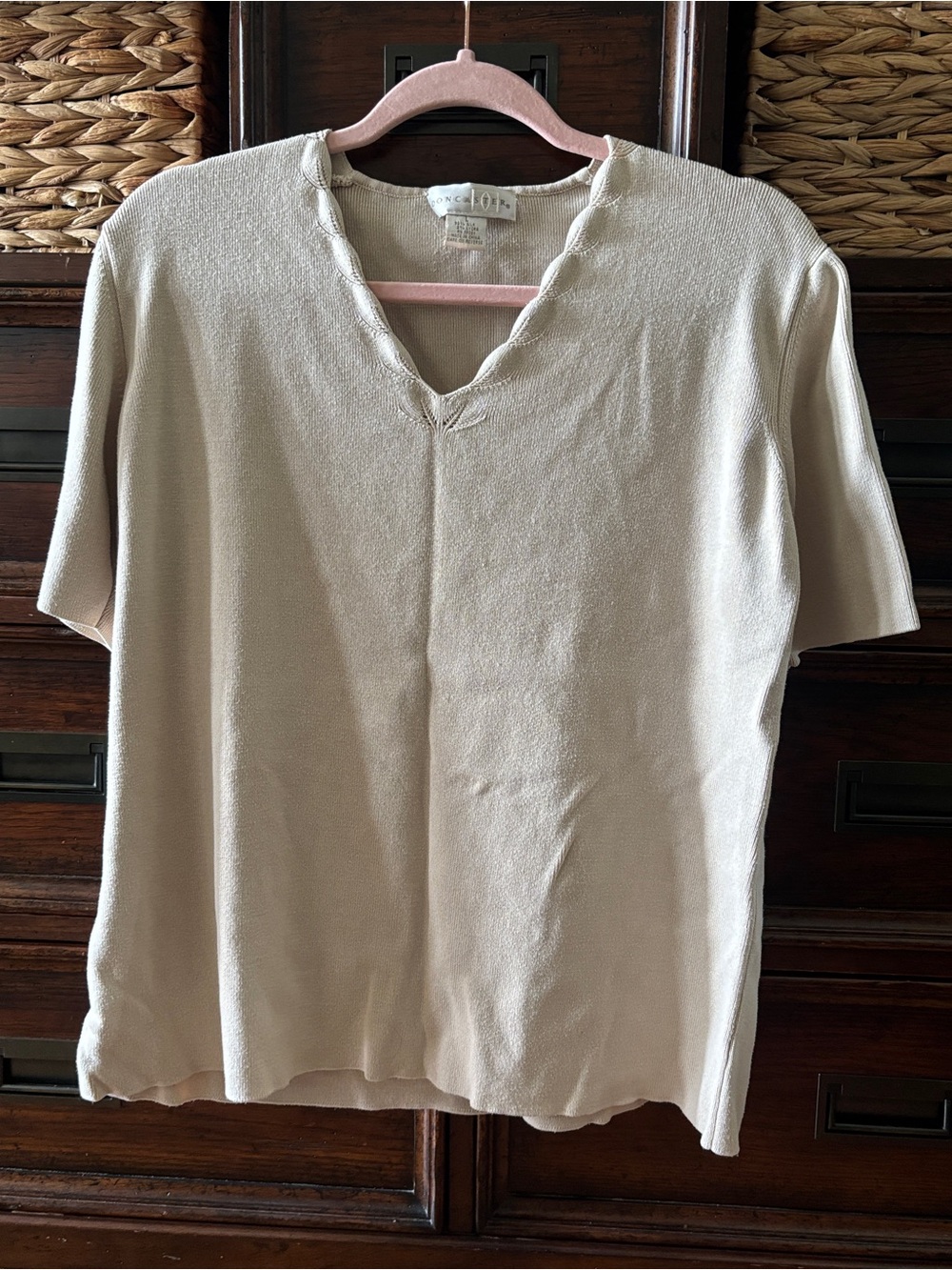 Vintage Doncaster cream silk knit top in size L